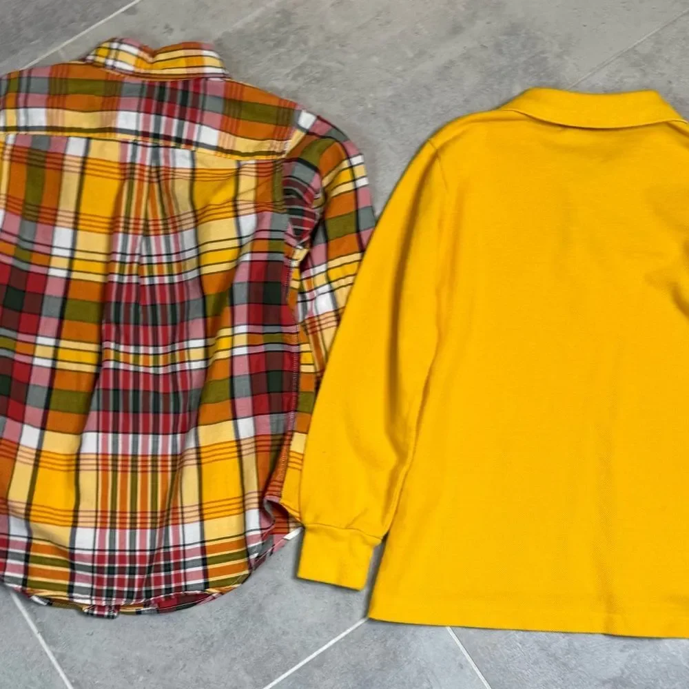 Ralph Lauren Kids Plaid and Yellow Button Down Shirts Fall Thanksgiving Boys 5
